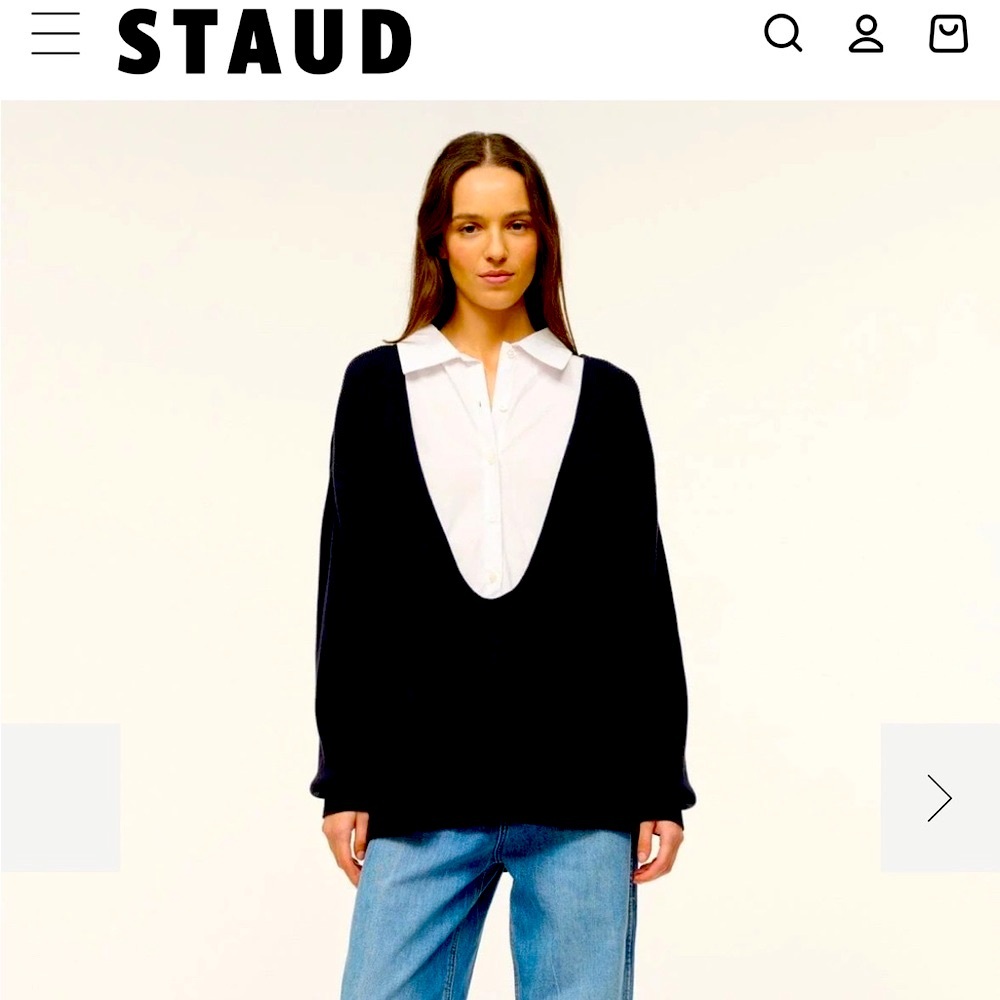 Staud Navy and White Layered Sweater. NWT never worn